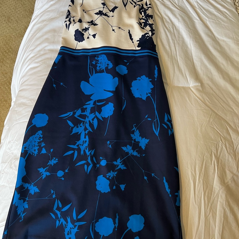 Ted Baker Blue and Cream Backless Dress